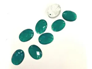 Aqua Blue Oval 2 Hole Plastic Stone - 18x13 mm