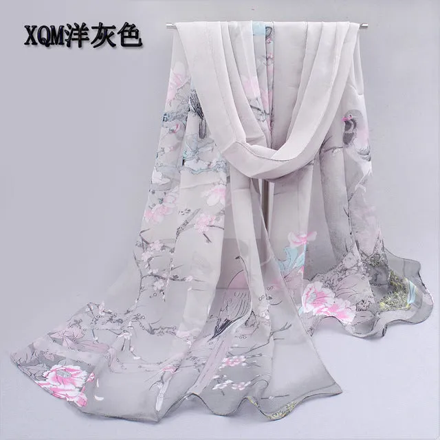 2017 scarf thin chiffon polyester silk scarf spring and autumn accessories women's summer sunscreen cape XQM