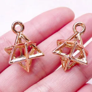 3D Merkaba Charm Magen David Charms Hexagram Charm (2pcs / 16mm x 24mm / Gold) Kabbalah Star of David Pendant Jewish Judaism Judaica CHM1474