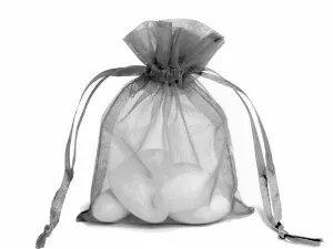 3"x4" Silver Organza Jewellery Wedding Birthday Party Favor Gift Drawstring Pouches Bags - 10/pk