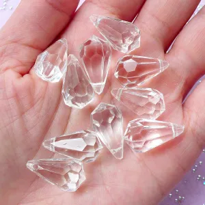 Acrylic Clear Teardrop Charms | Plastic Tear Drop Ornaments | Chunky Jewellery Making (10 pcs / 10mm x 19mm)