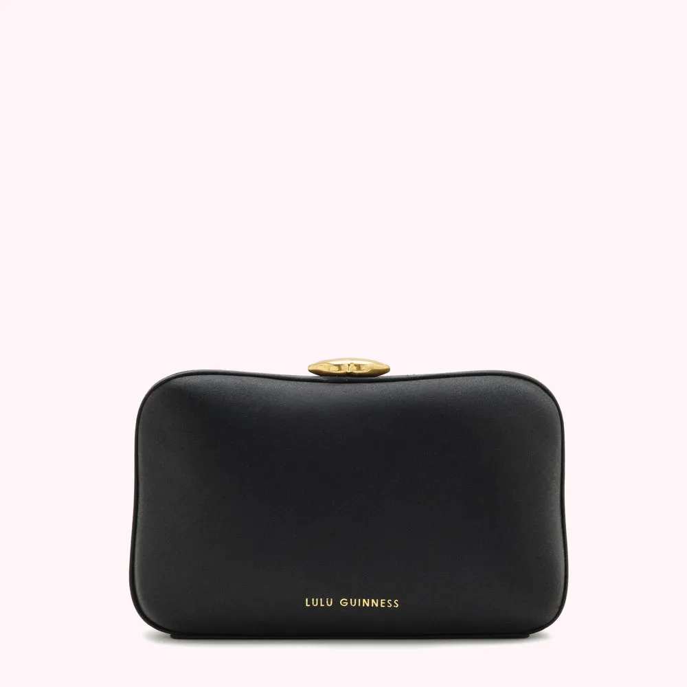 BLACK SATIN HAYWORTH CLUTCH BAG