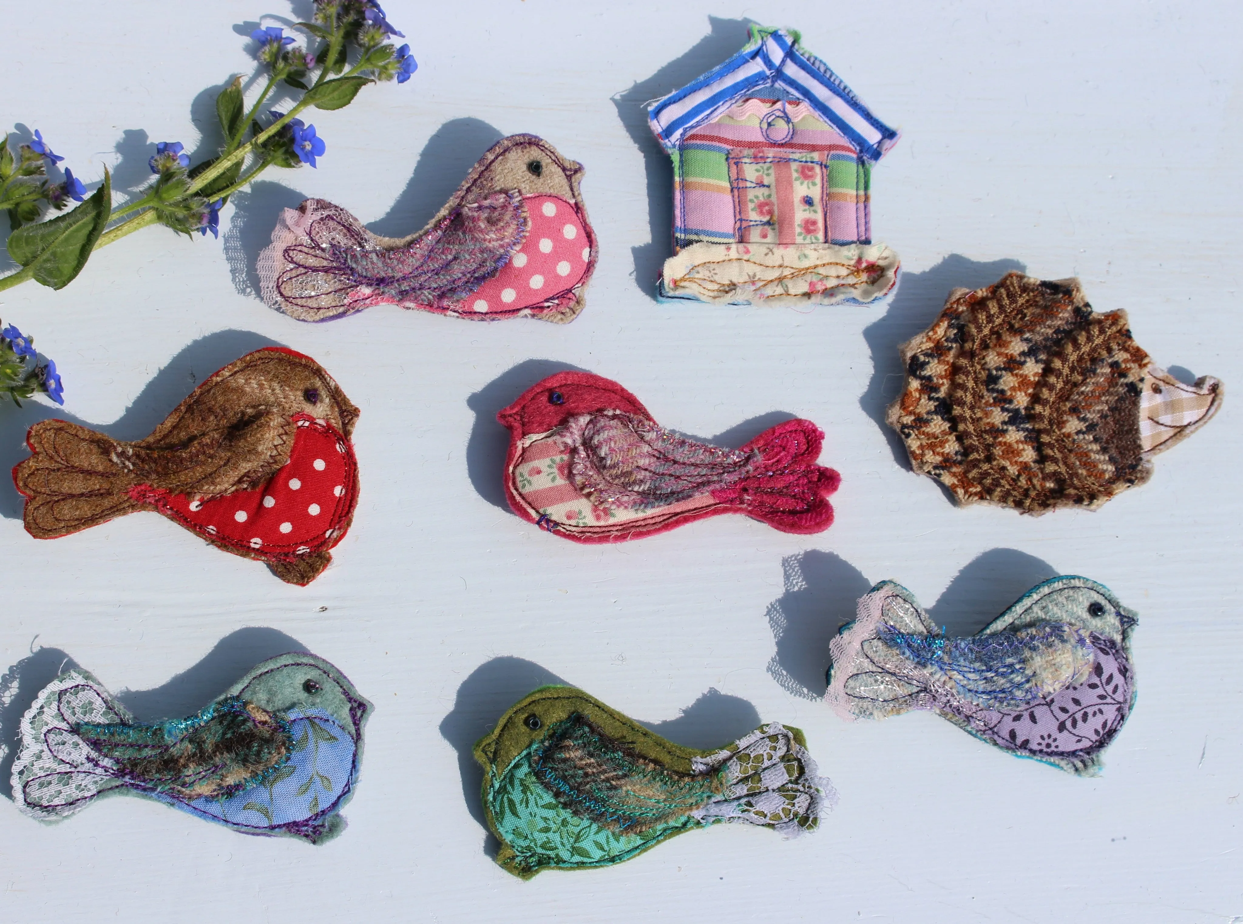 Blue striped Beach Hut Brooch