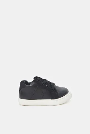 Boys Lace Up Black Sneakers