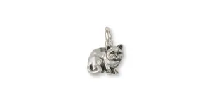 British Shorthair Charm Jewelry Sterling Silver Handmade Cat Charm BRS5-C