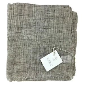 Brunello Cucinelli Linen Scarf Gray Blend - Extra Long Women Shawl