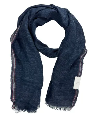 Brunello Cucinelli Scarf Dark Blue Linen Silk Men Shawl SALE