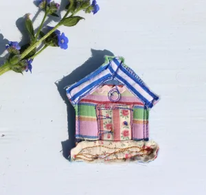 Candy striped Beach Hut Brooch