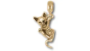 Cat Jewelry 14k Gold Handmade Cat Charm Slide This Charm Will Fit A Pandora? Slide Bracelet CT51-PNSG