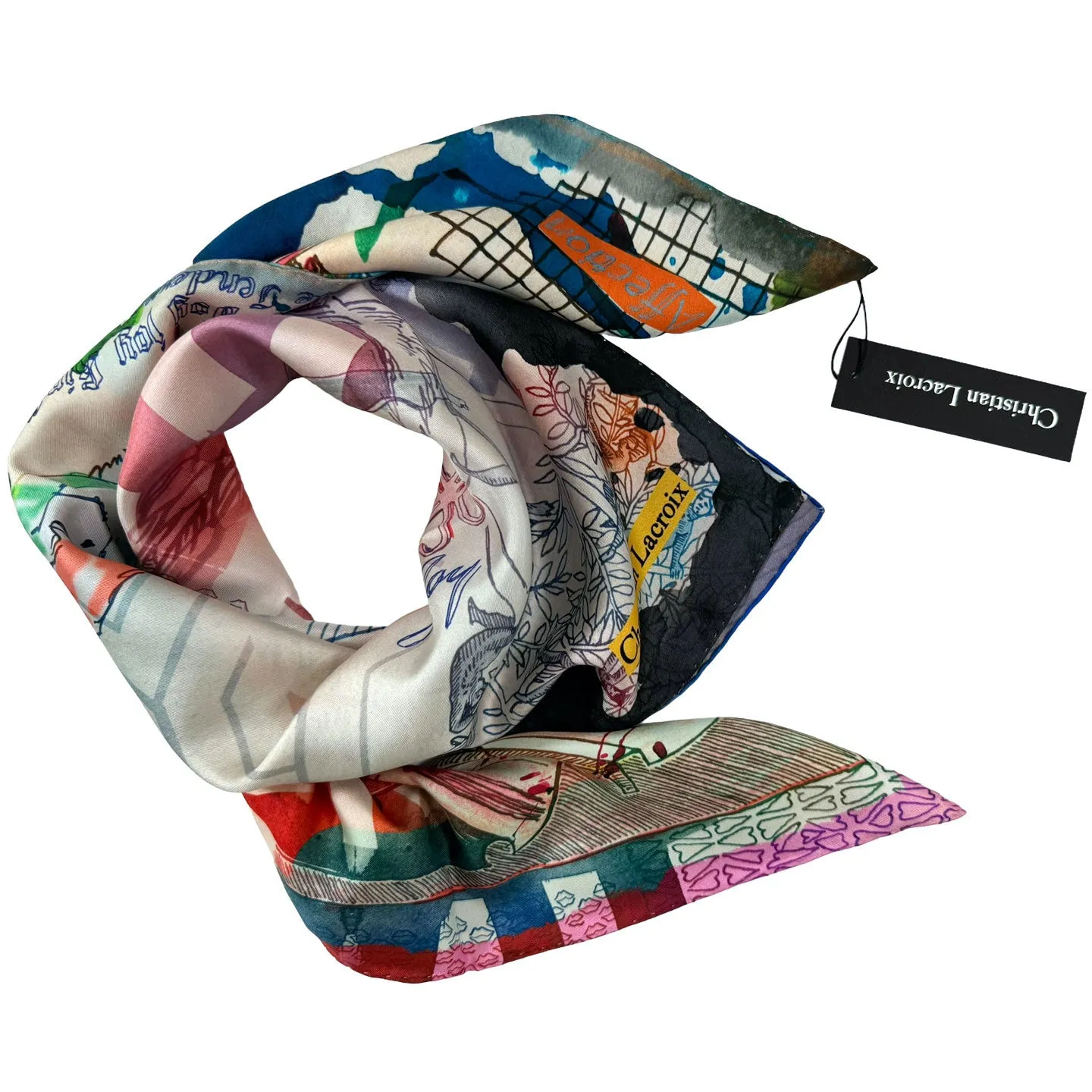 Christian Lacroix Scarf Love Tenderness Design - Twill Silk Square Foulard