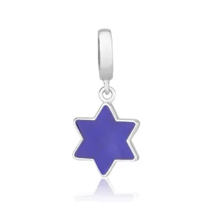 Classic Star David Charm Pendant Blue Enamel Silver Judaism Jewelry Holy Land