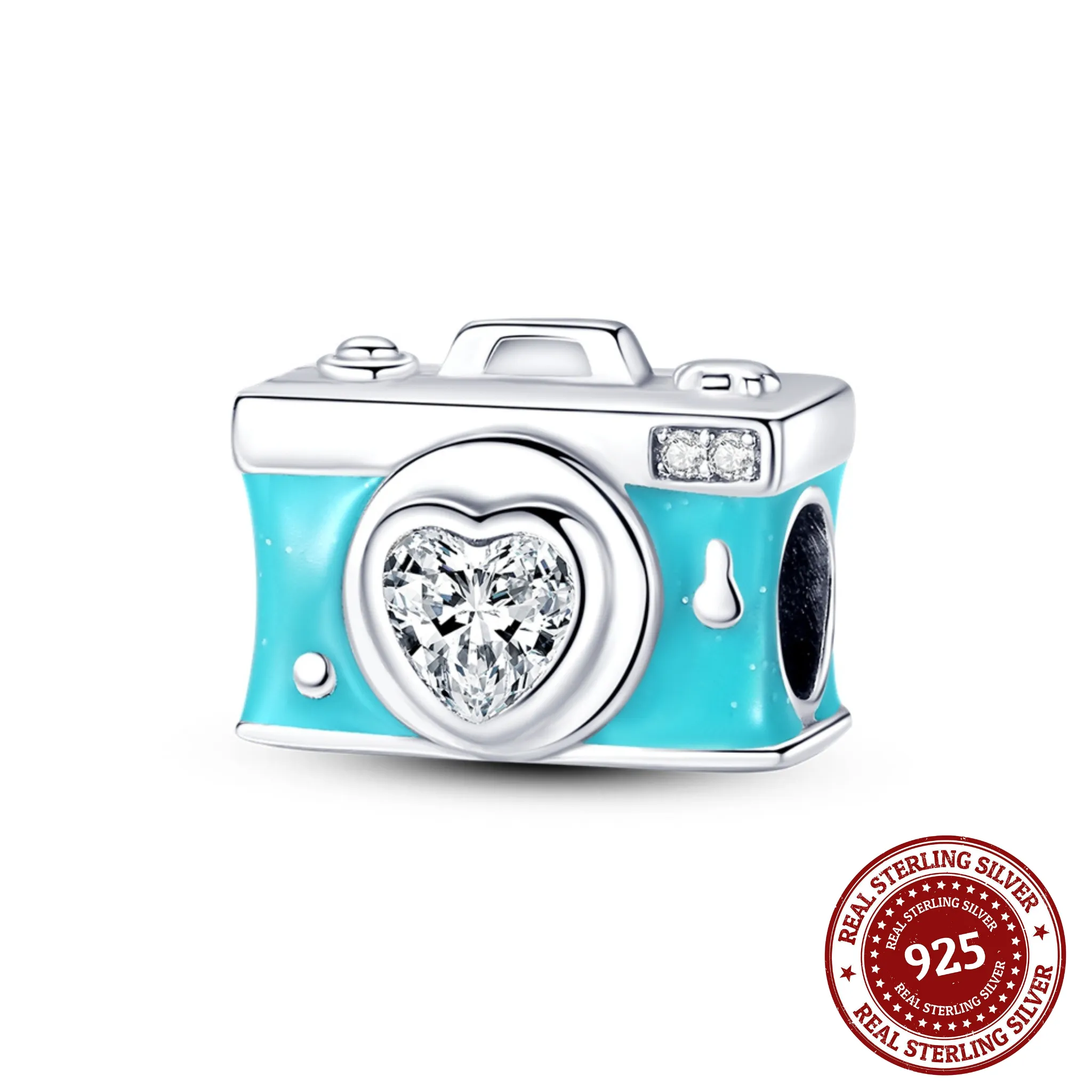 Enamel Blue Camera Charm