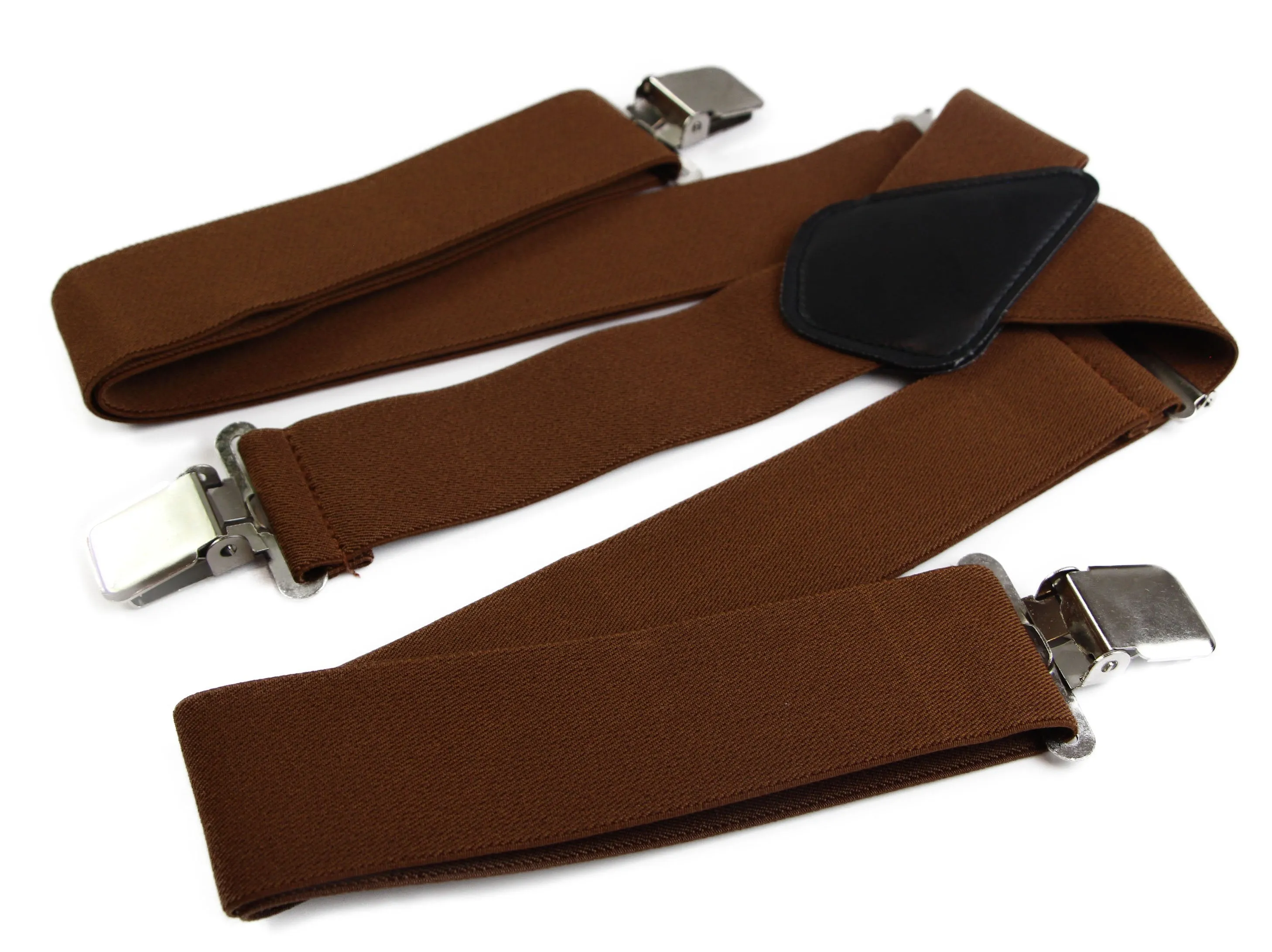 Extra Wide Heavy Duty Adjustable 120cm Brown Adult Mens Suspenders