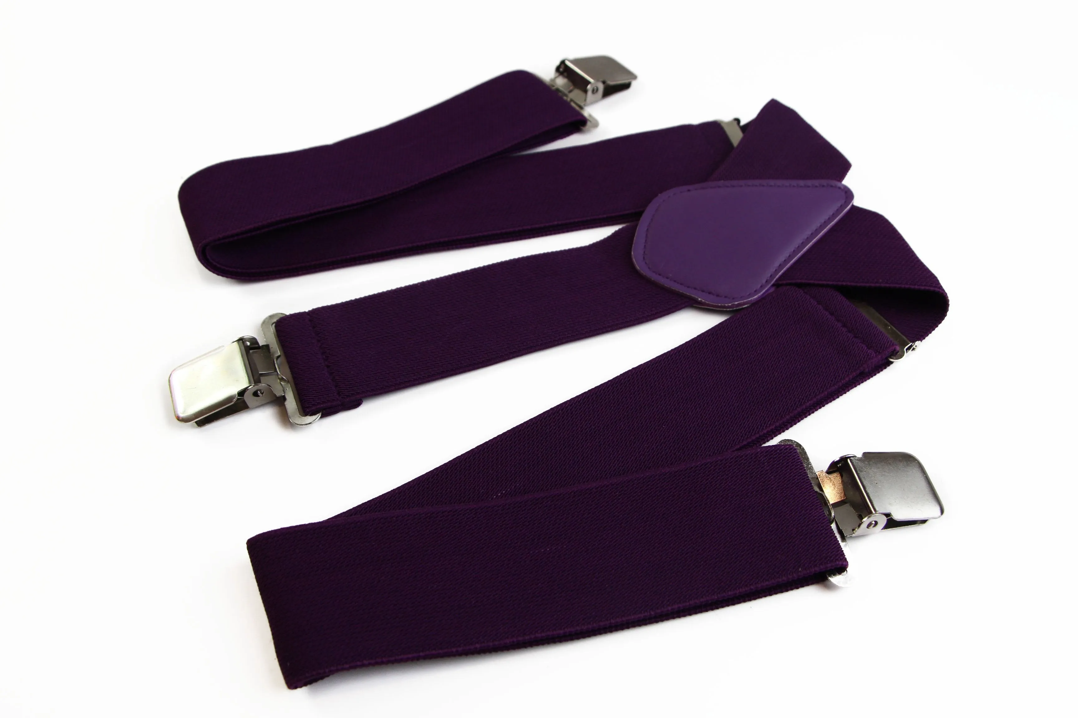 Extra Wide Heavy Duty Adjustable 120cm Dark Purple Adult Mens Suspenders