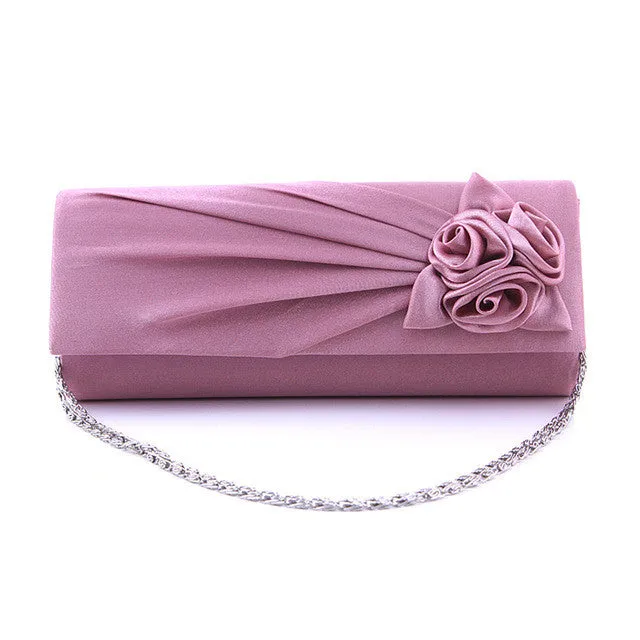 Fashion Women Evening Party Clutch Bag Purse Wallet Satin Prom Wedding Handbag with Chain LBY2017