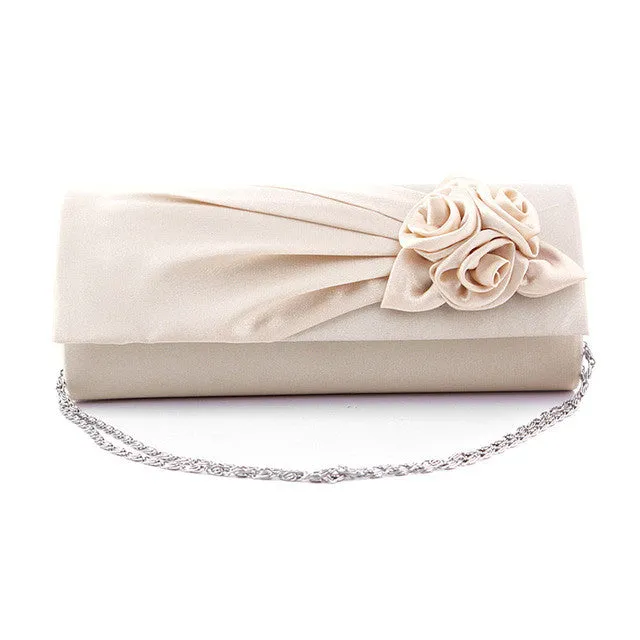 Fashion Women Evening Party Clutch Bag Purse Wallet Satin Prom Wedding Handbag with Chain LBY2017