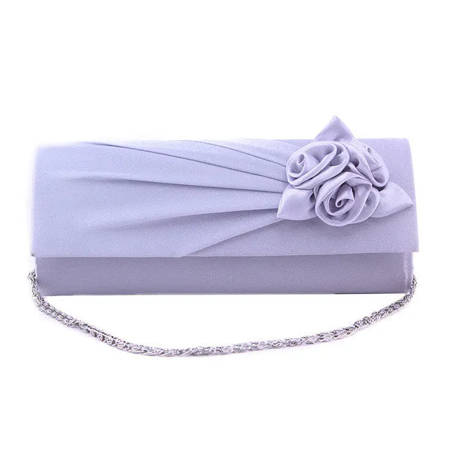 Fashion Women Evening Party Clutch Bag Purse Wallet Satin Prom Wedding Handbag with Chain LBY2017