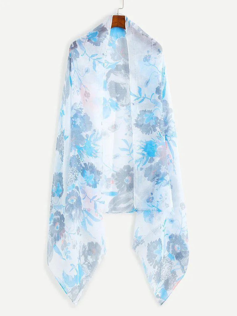 Flower Print Light Scarf