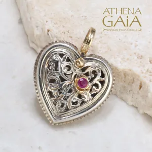 Garden Shadows Ruby Heart Pendant