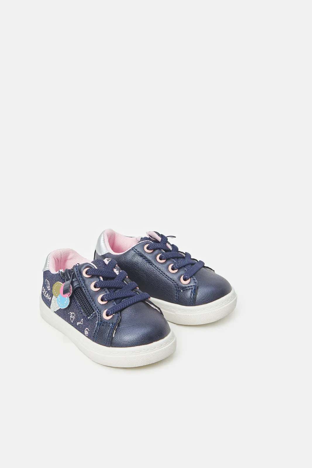 Girls Navy Ice Cream Patch Sneakers