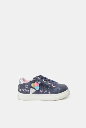 Girls Navy Ice Cream Patch Sneakers