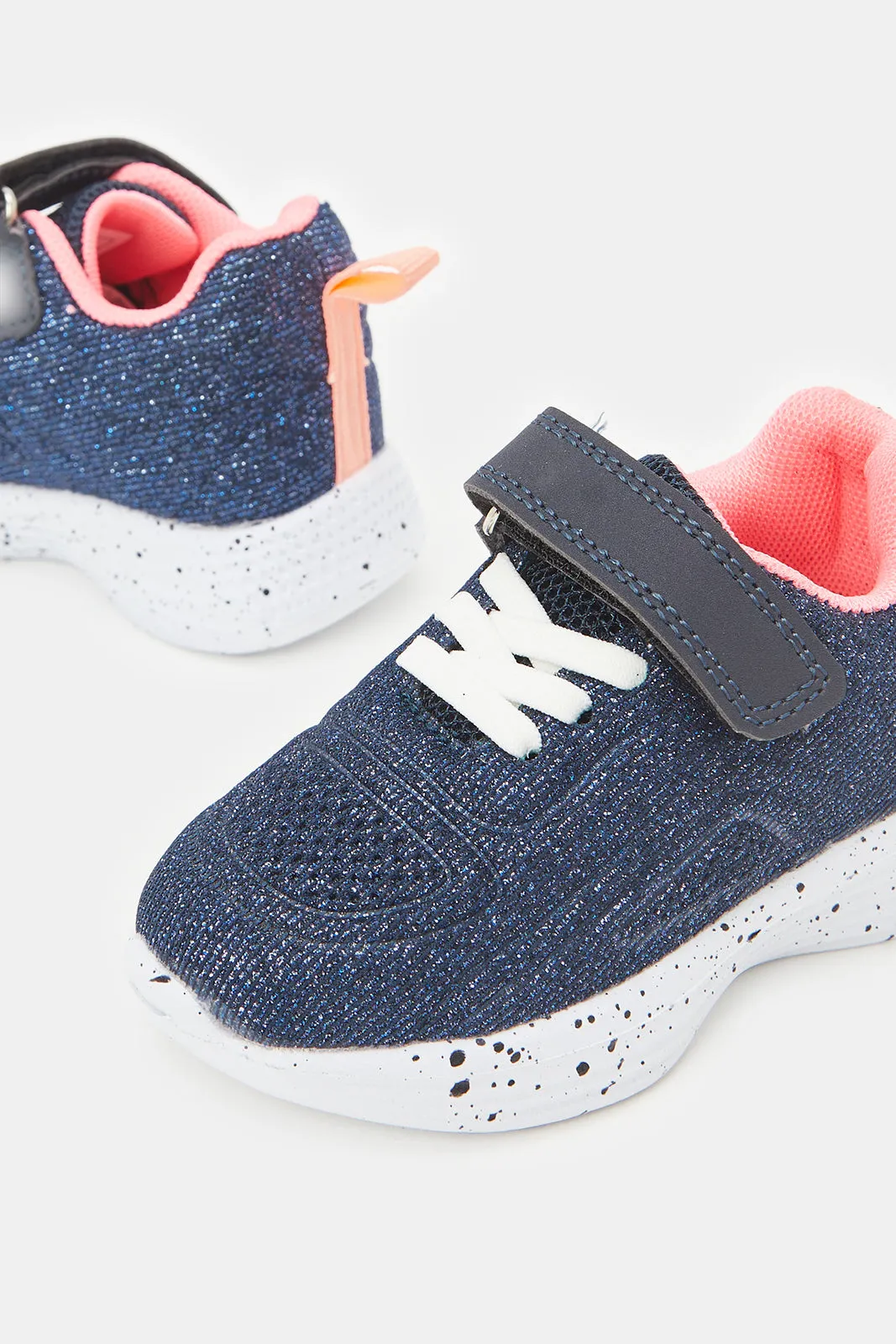 Girls Navy Velcro Strap Trainers