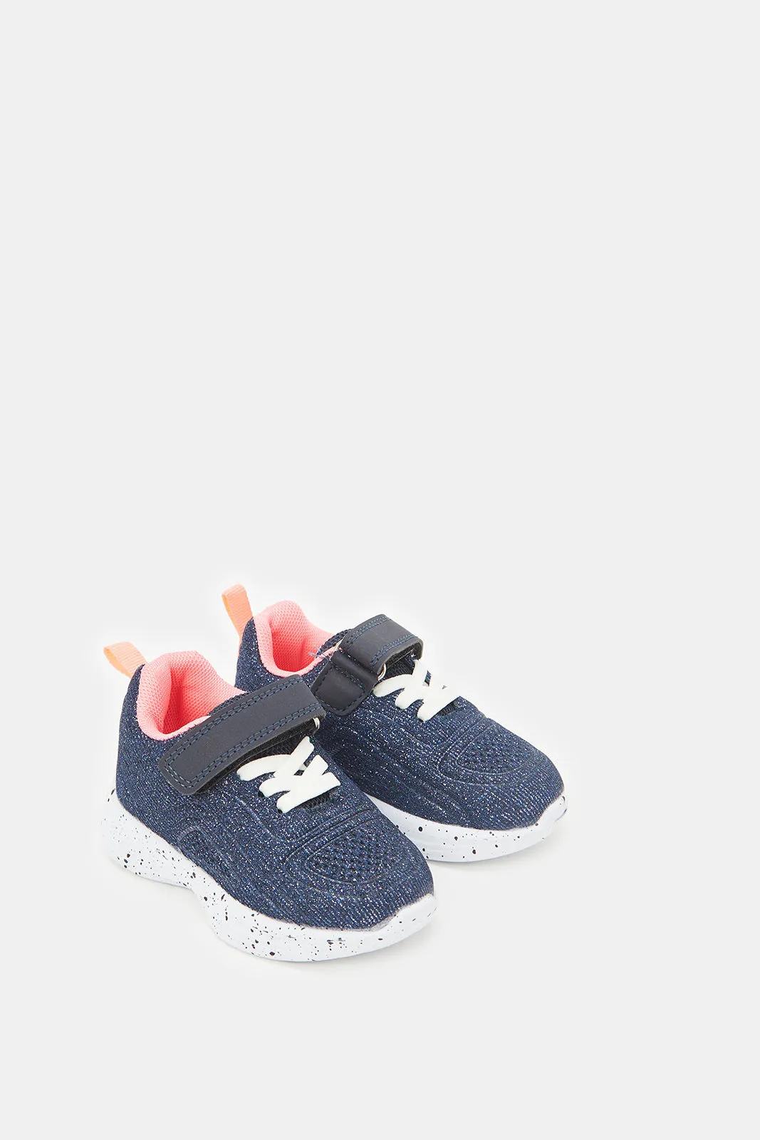 Girls Navy Velcro Strap Trainers