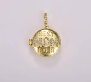 Gold Filled Best Mom Ever Open Locket Charm