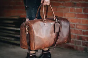 Leather Overnight Duffel Bag