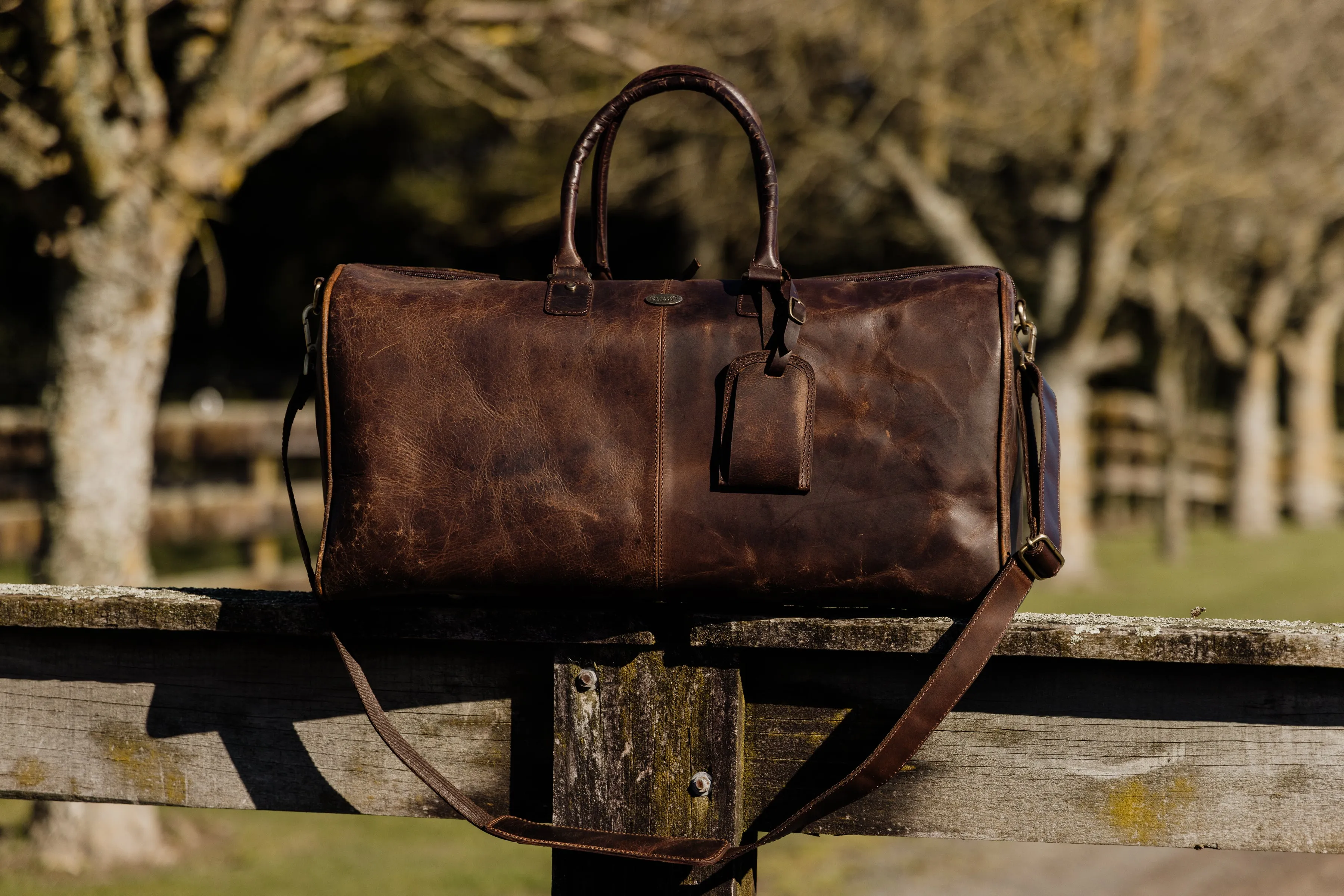 Leather Overnight Duffel Bag