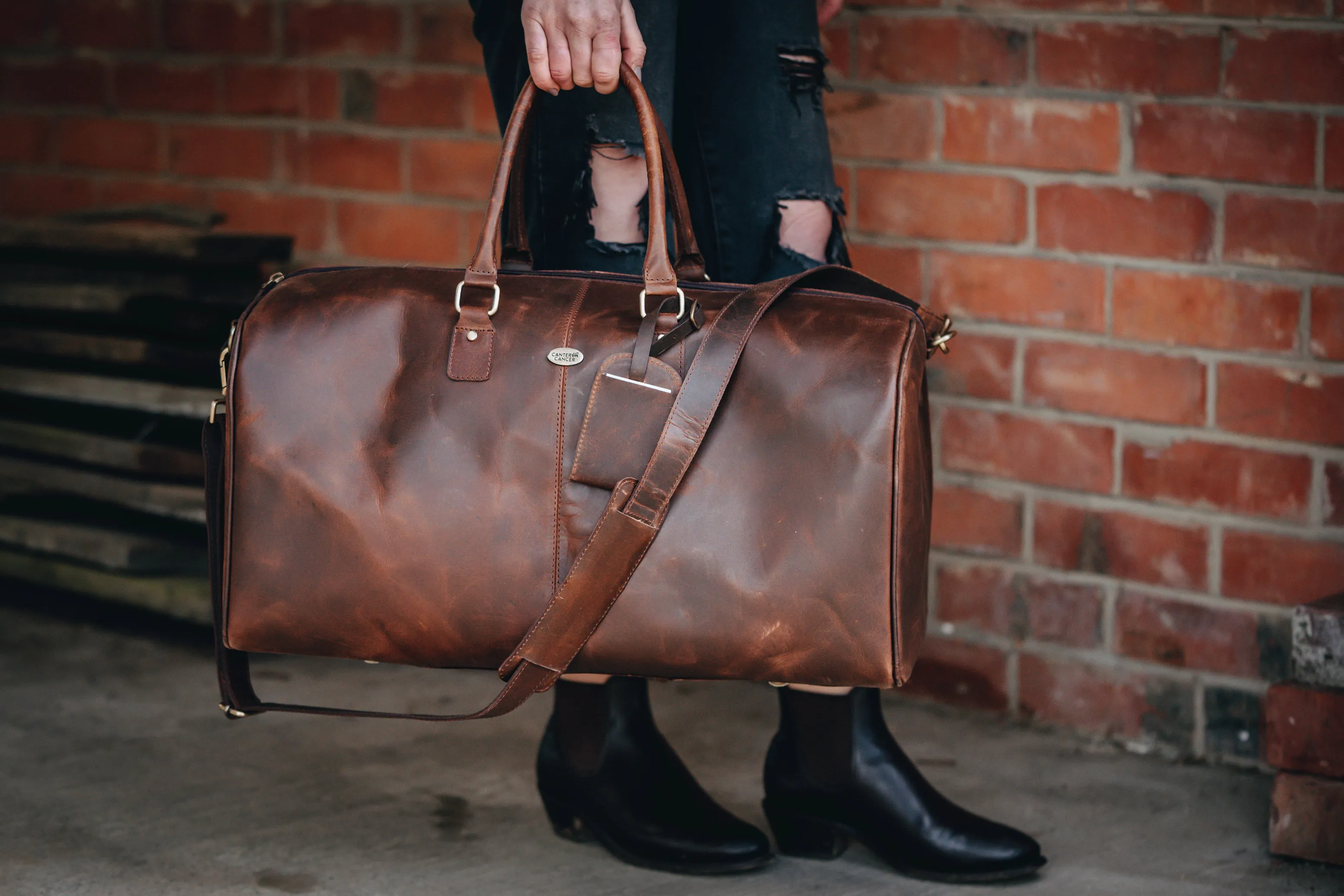 Leather Overnight Duffel Bag