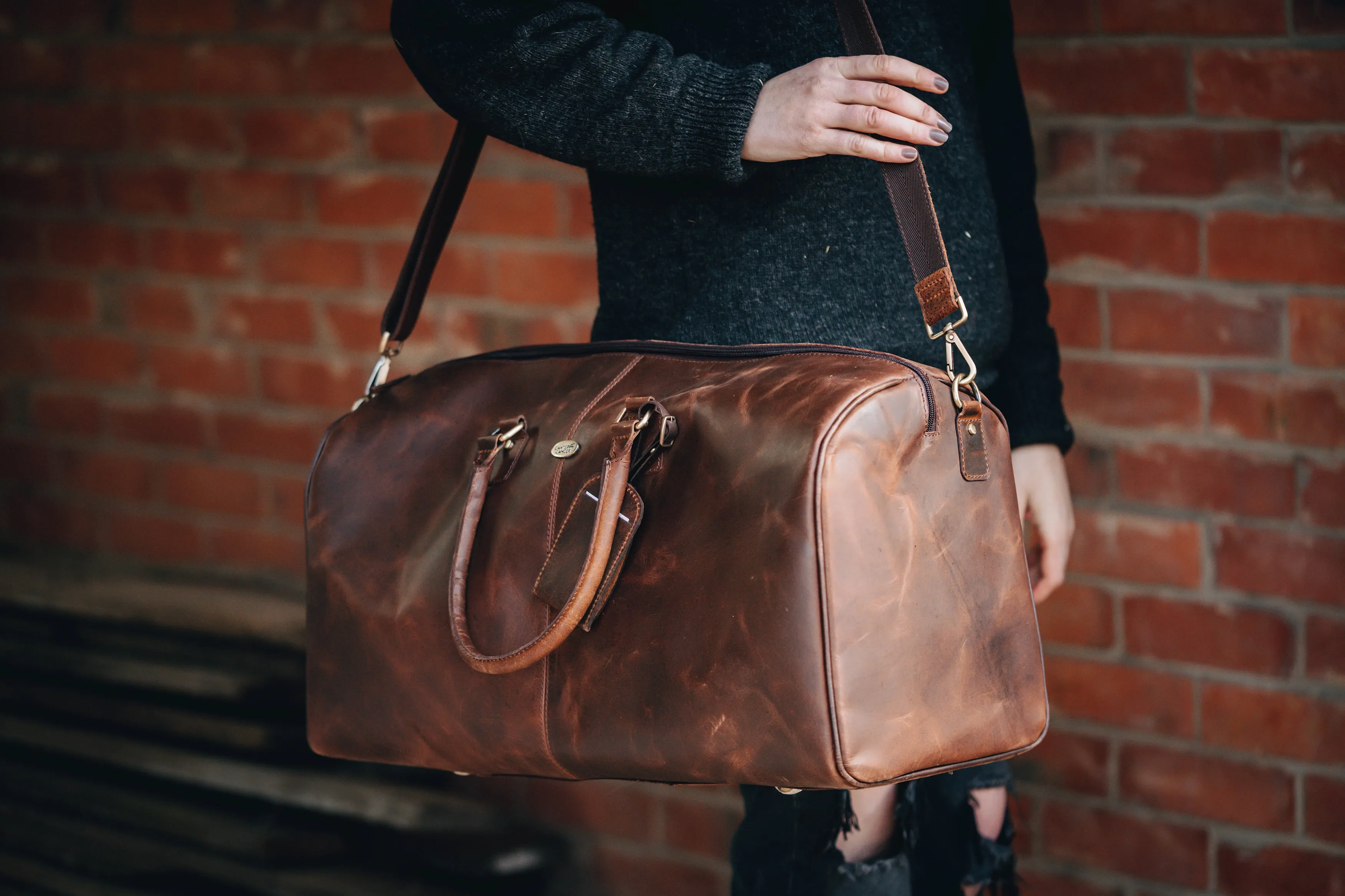 Leather Overnight Duffel Bag