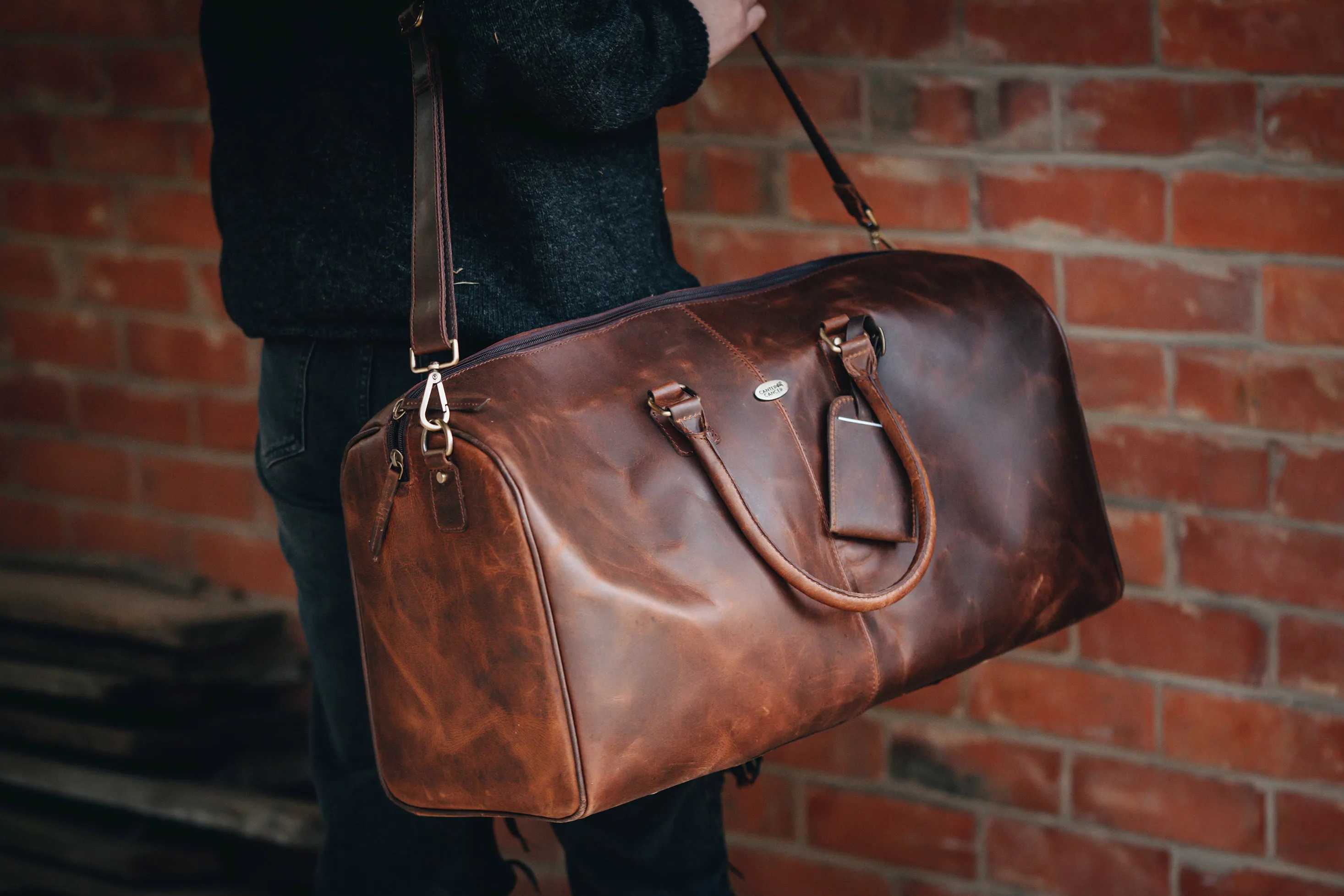 Leather Overnight Duffel Bag