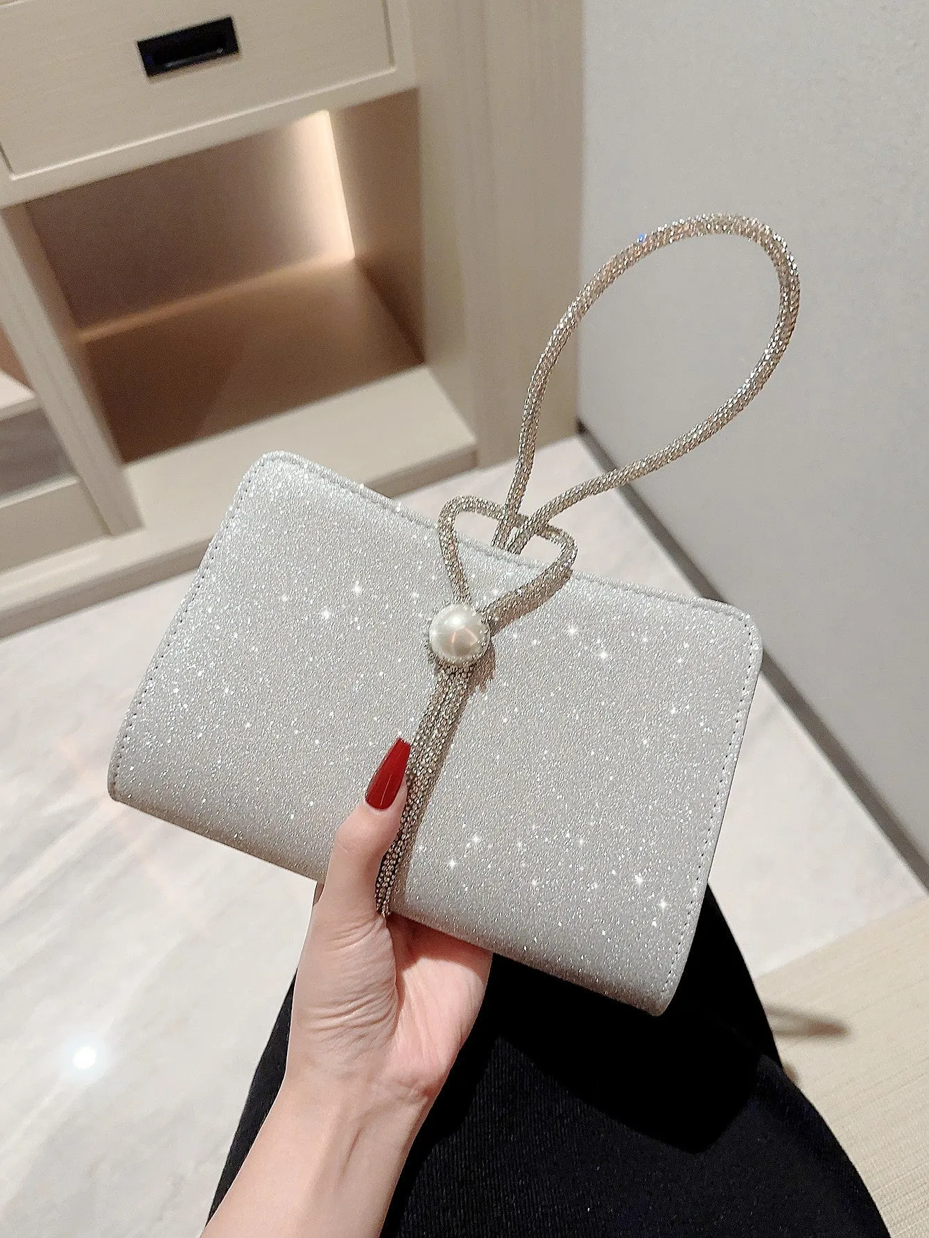 Luxury Glitter, Pearl Evening Handbag