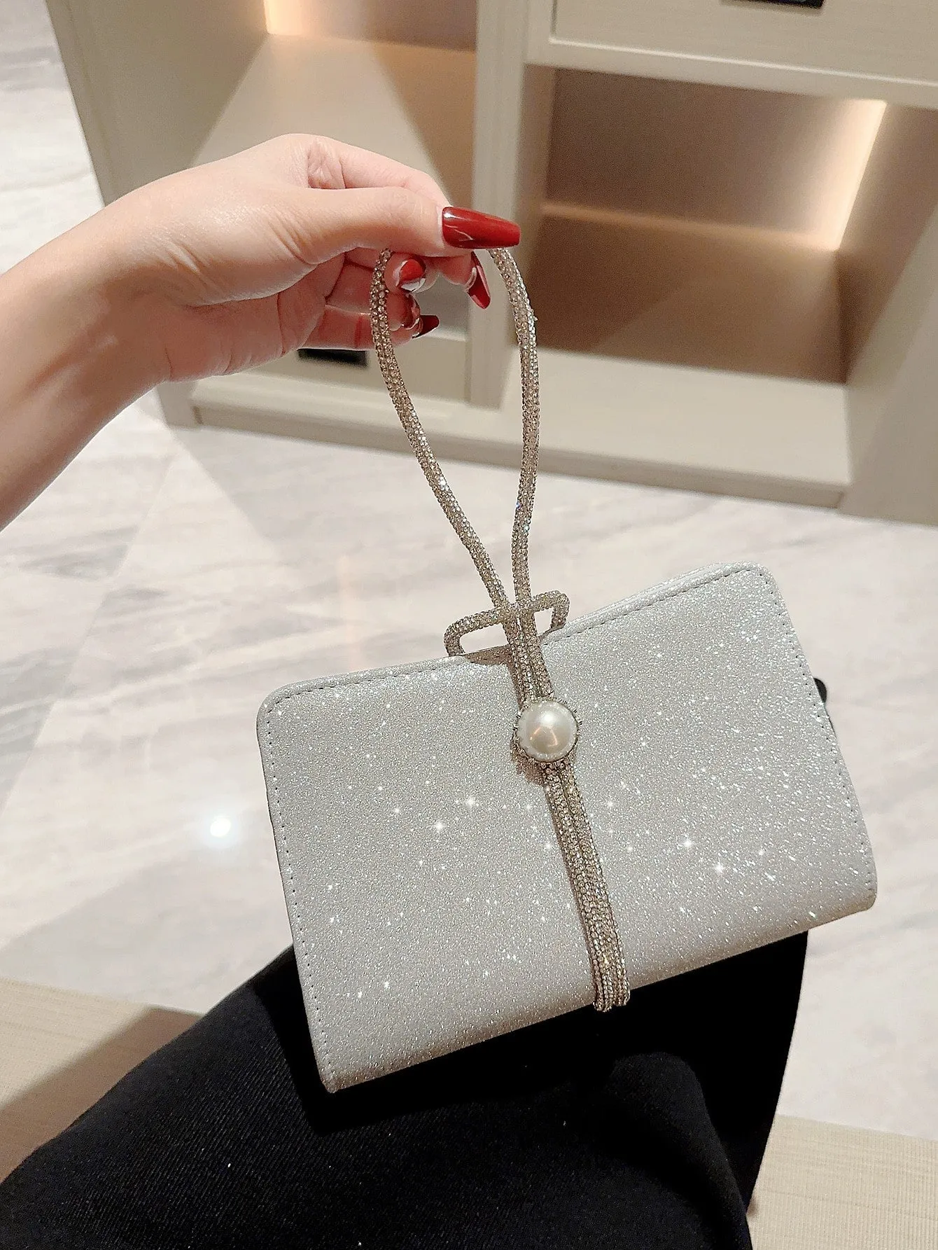 Luxury Glitter, Pearl Evening Handbag