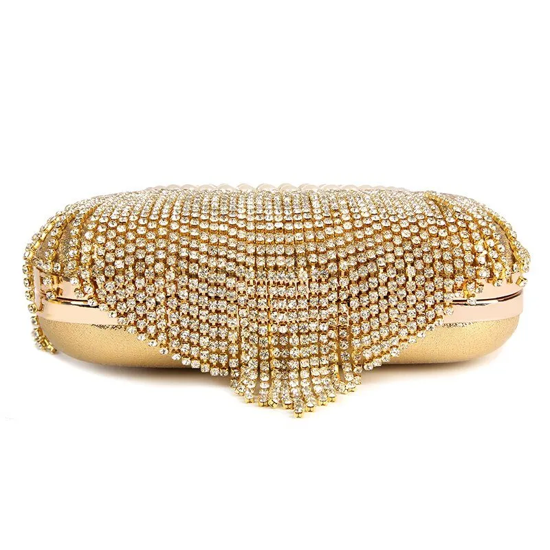 Luxy Moon Dimaond Rhinestone Evening Bags and Clutches with Tassel