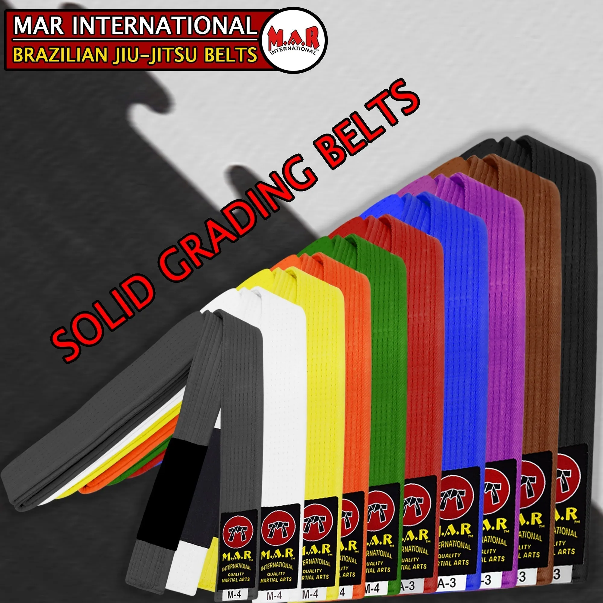 MAR-082 | Brazilian Jiu-Jitsu Ranking Belts Size A1 to A4 (Adult Sizes)