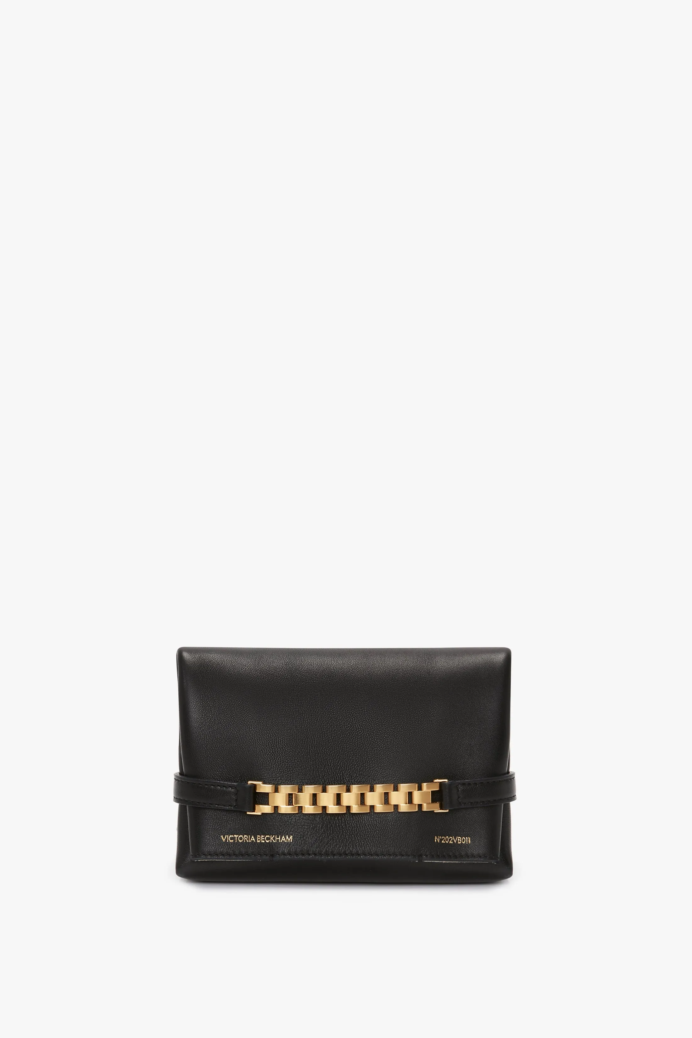 Mini Chain Pouch Bag With Long Strap In Black Leather