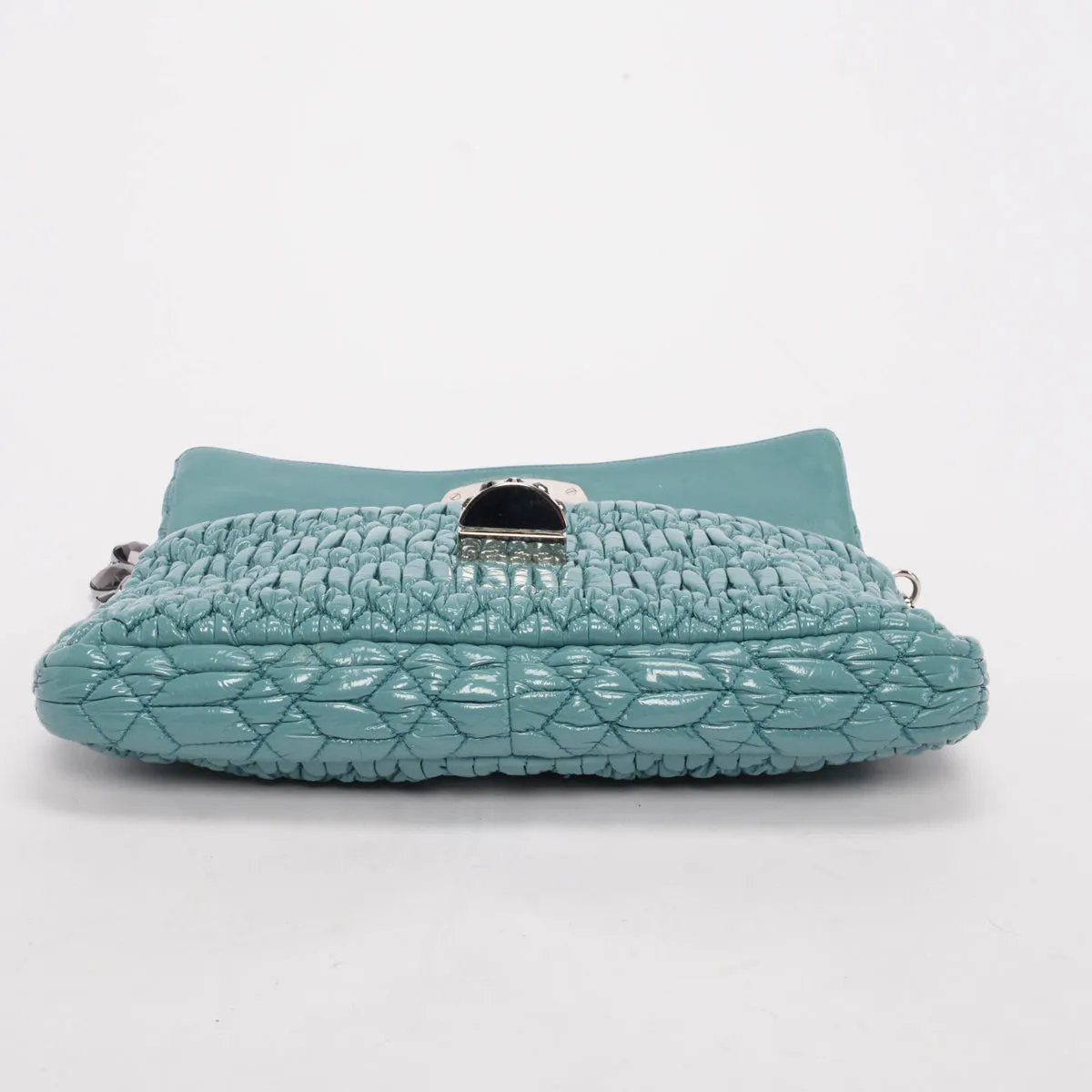 Miu Miu Mint Patent Matelasse Crystal Evening Bag