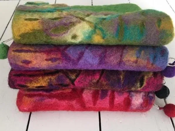 Nuno Felted Wool Leaf Coin Purses One-Of-A-Kind