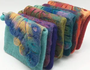 Nuno Felted Wool Leaf Coin Purses One-Of-A-Kind