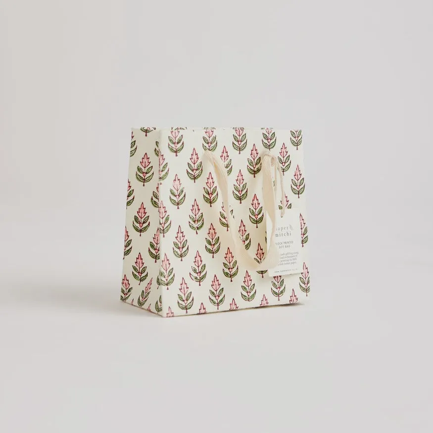 Paper Mirchi Hand Block Printed Small Gift Bag Blush