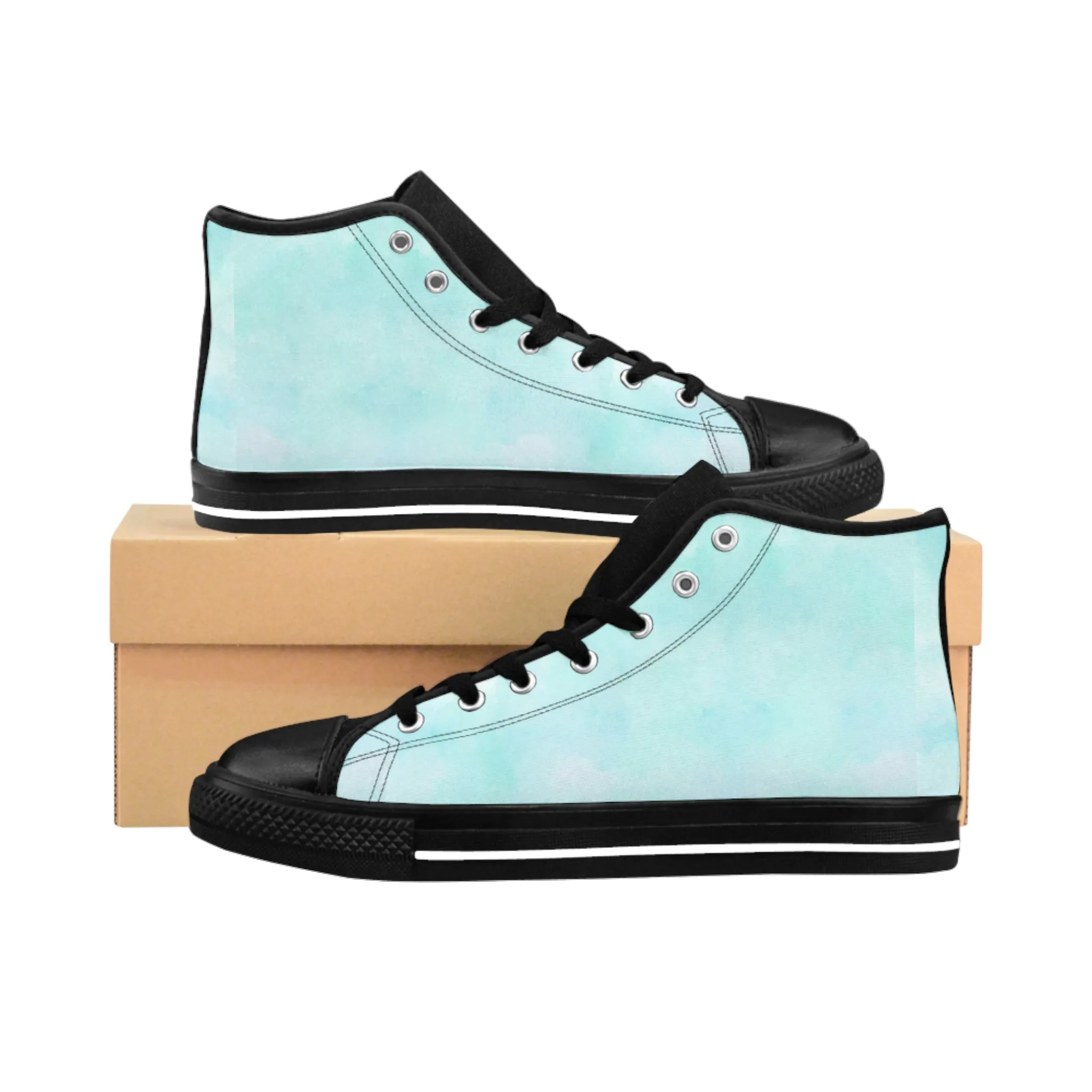 Pastel Blue Watercolor Men's Classic Sneakers