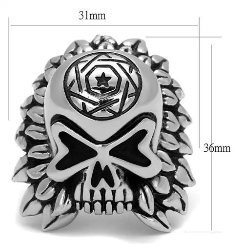 PureSteel No Stone Antiqued Skull Ring