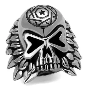 PureSteel No Stone Antiqued Skull Ring