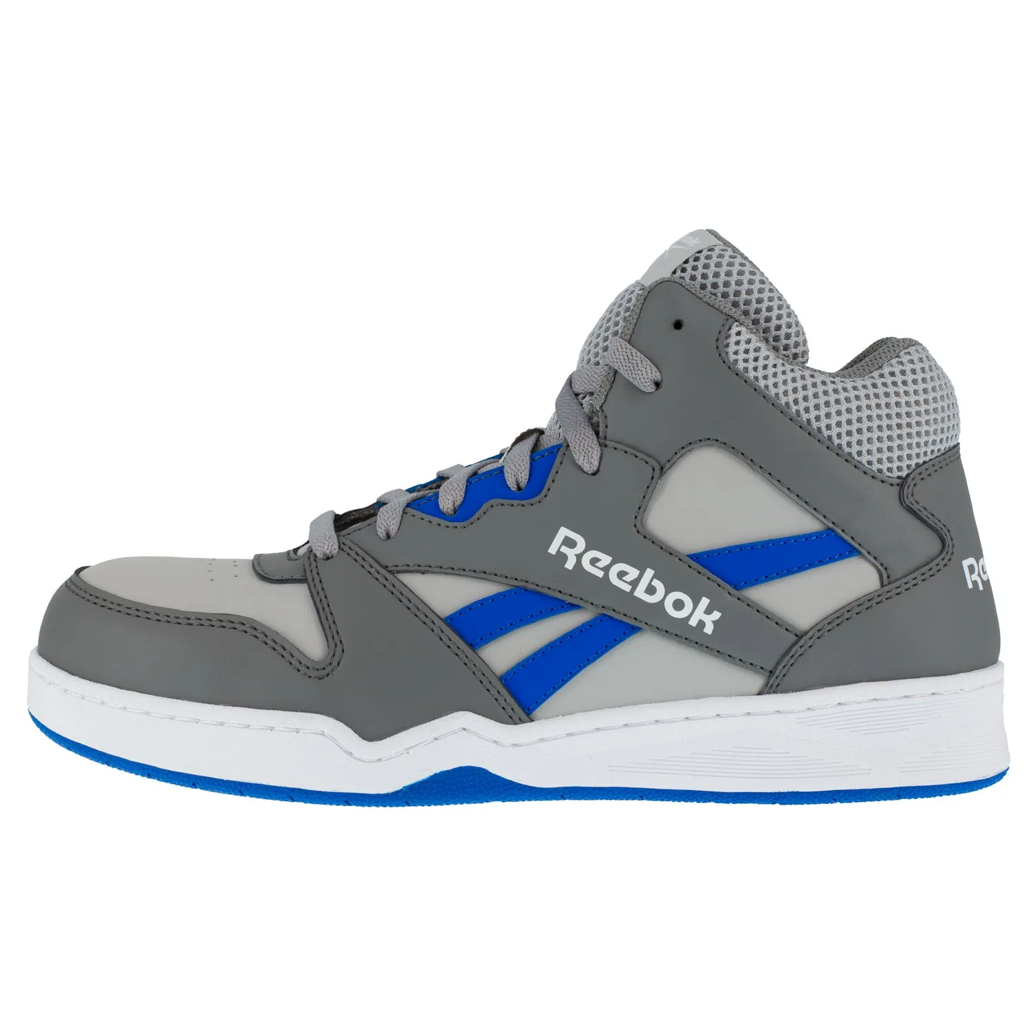 Reebok Mens Grey/Cobalt Blue Leather Work Boots High Top Sneaker CT