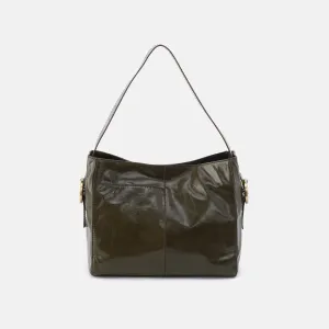 Render Shoulder Bag In Polished Leather - Deep Moss