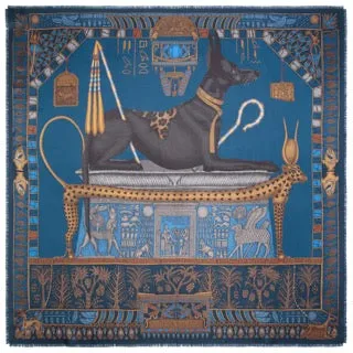 Sabina Savage "Ode To Anubis" Gifts For The Gods, Silk Twill Lapis/Nile Scarf