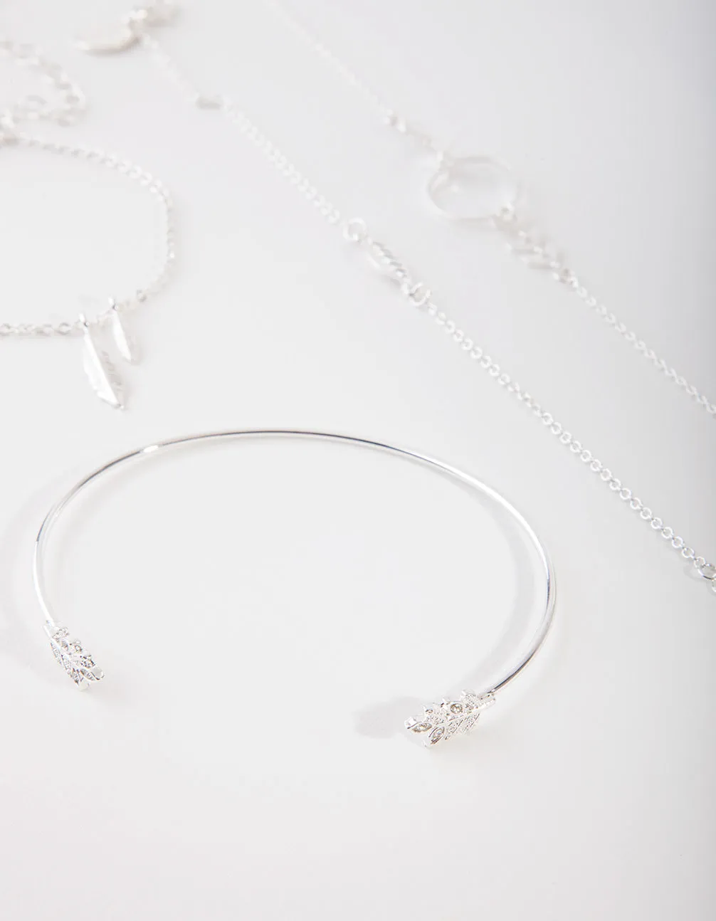 Silver Leaf Bracelet 4-Pack