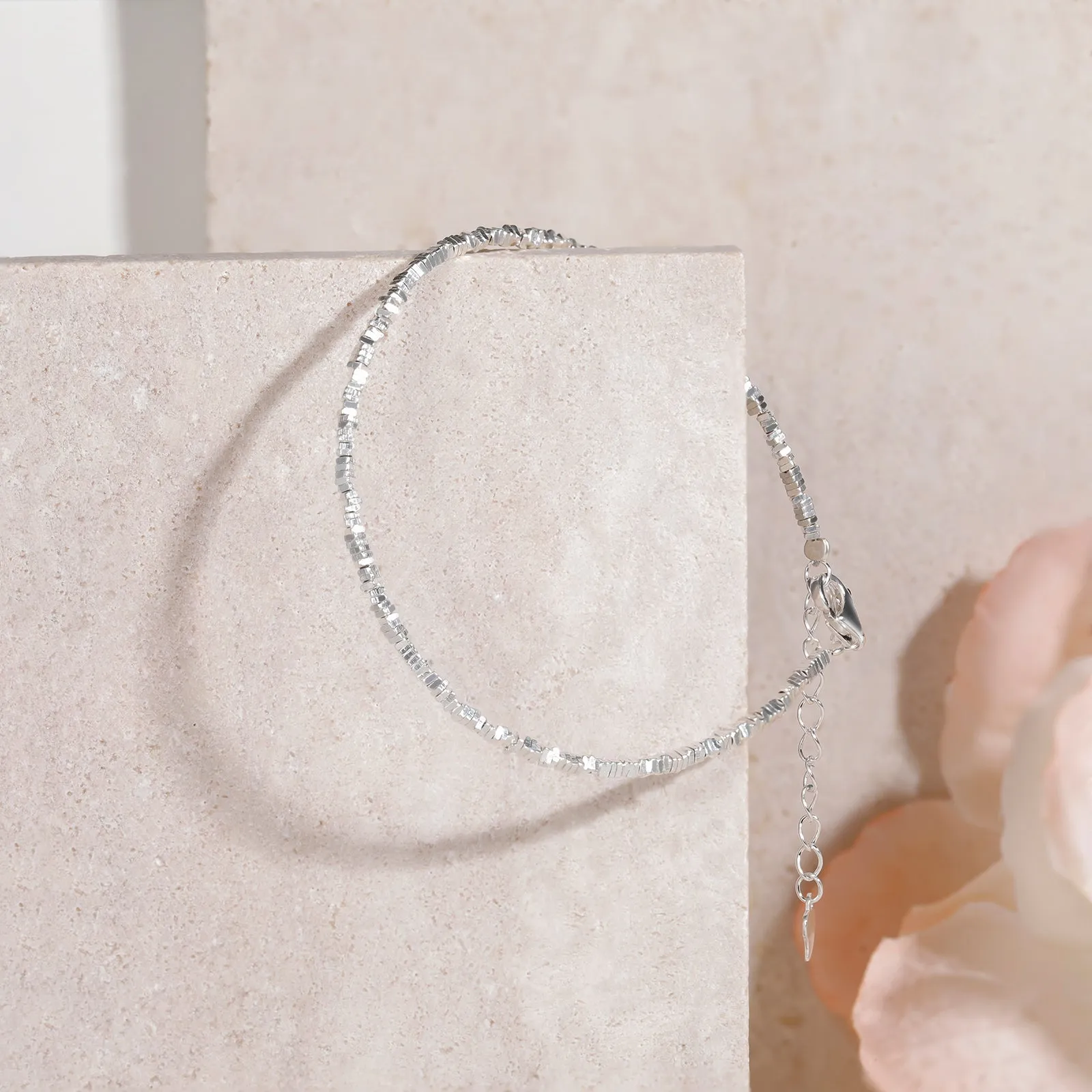 Silver Minimalist Beaded Bracelet